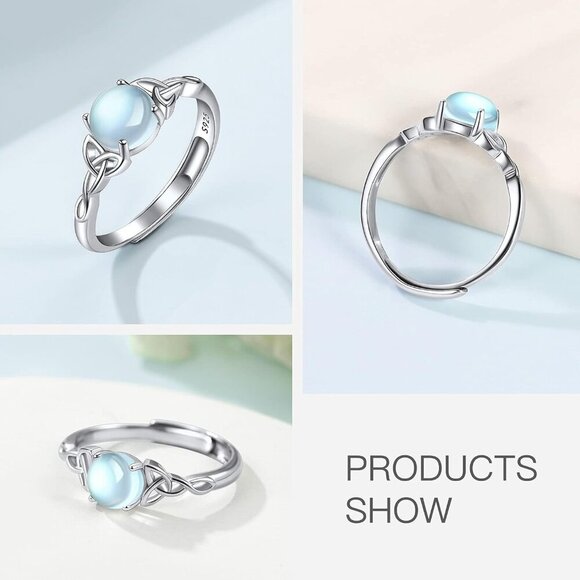 925 Sterling Silver Good Luck Celtic Twisted Knot/Claddagh Heart Birthstone Ring - Picture 5 of 6